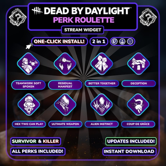 Random DBD Perk Roulette Widget | Animated Randomizer for Dead by Daylight | Twitch StreamElements OBS