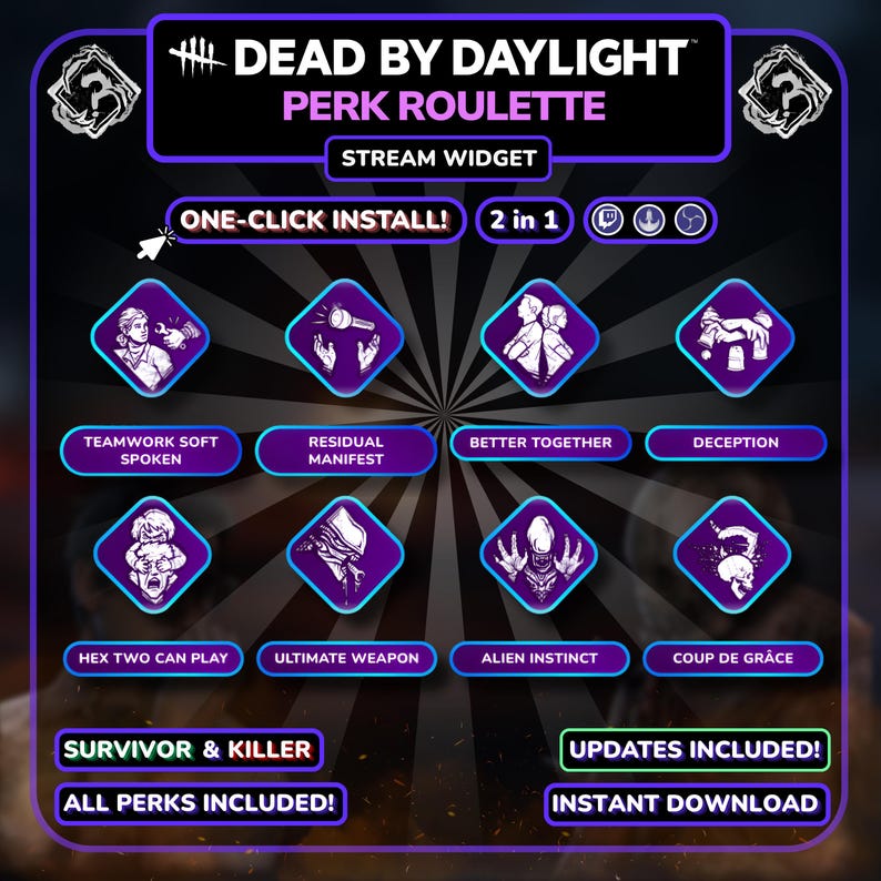 Random DBD Perk Roulette Widget | Animated Randomizer for Dead by Daylight | Twitch StreamElements OBS image 1