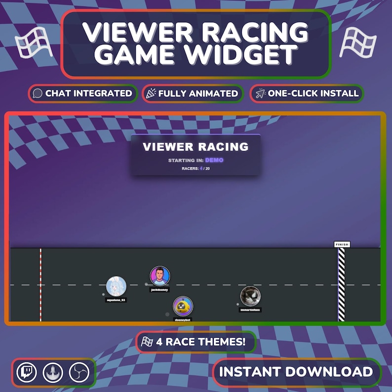 Viewer Racing Game Widget for Twitch | Interactive Stream Overlay | 4 ...