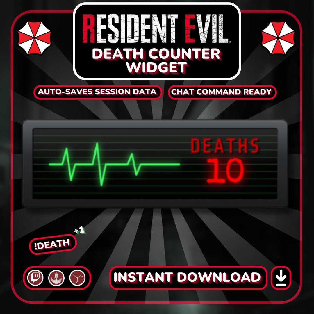 Death Counter Widget | Resident Evil Style | Twitch Streamelements OBS ...