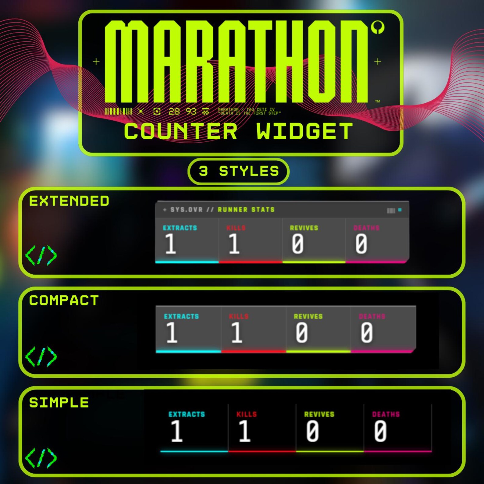 Marathon Game Stream Overlay | Animated Extraction & Kill Counter for ...