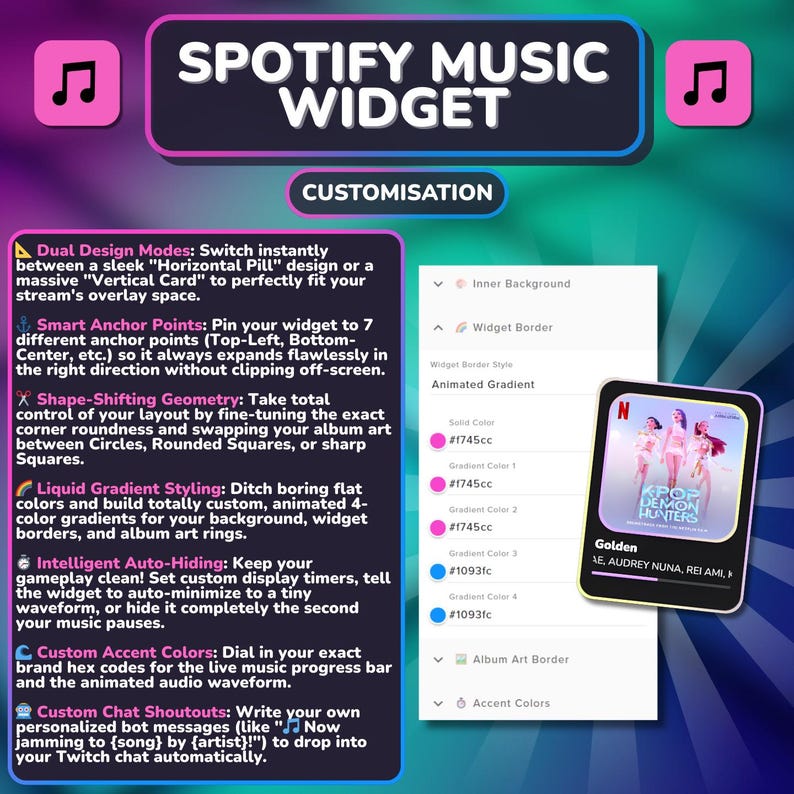 Animated Spotify Music Widget | Twitch, Streamelements, OBS | Music ...