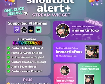 Animated Streamer Shoutout Widget with Chat Message: Auto Raider & VIP Alerts | Twitch