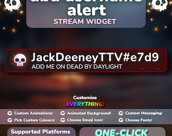 DBD Username Twitch Widget – Animated StreamElements Alert (One-Click Install)