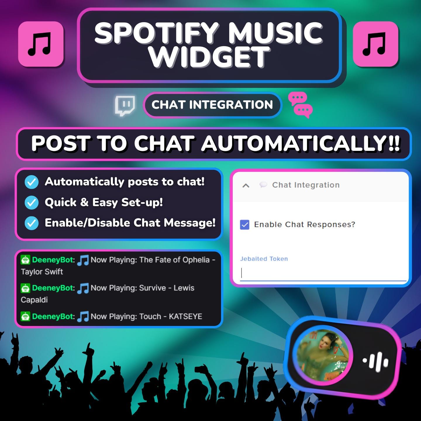 Animated Spotify Music Widget | Twitch, Streamelements, OBS | Music ...