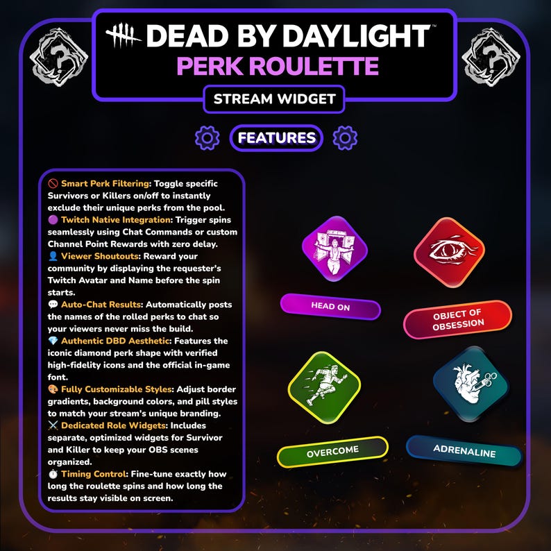 Random DBD Perk Roulette Widget | Animated Randomizer for Dead by Daylight | Twitch StreamElements OBS image 4