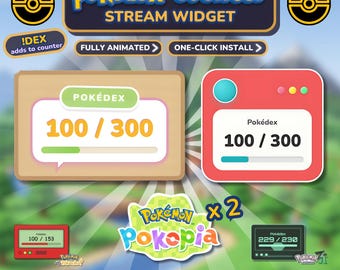 Animated Pokedex Stream Widget: 8 Themes, Twitch Overlay (2 x Pokopia Themes)