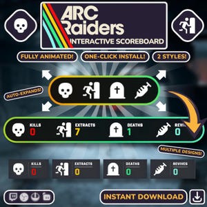 Animated ARC Raiders Scoreboard & Kill Counter | Interactive StreamElements Overlay Widget for Twitch
