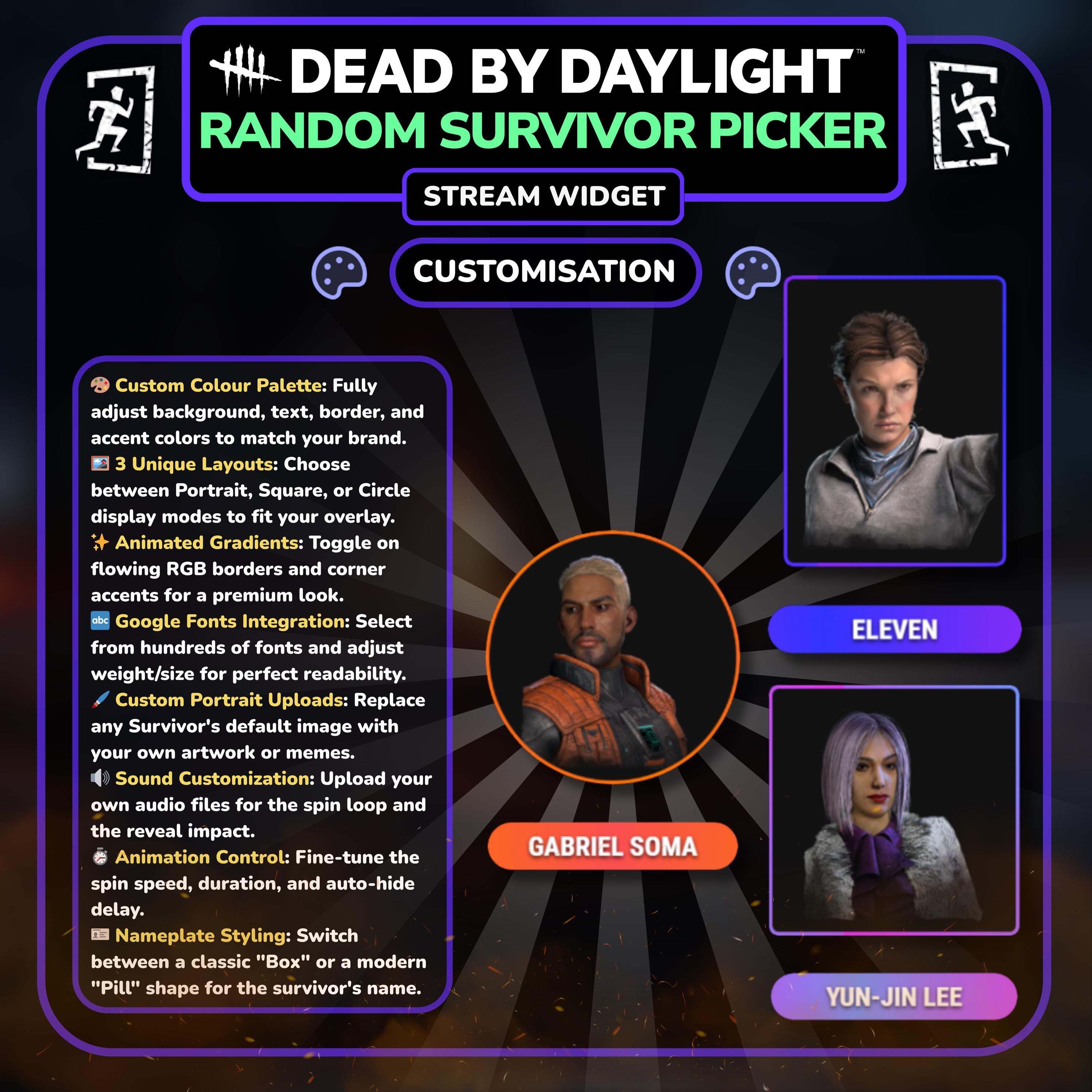 Random DBD Survivor Picker Widget | Animated Randomizer for Dead by ...