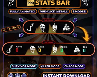 Geanimeerde DBD PRO-statistiekenwidget voor StreamElements/OBS (tracker/teller)