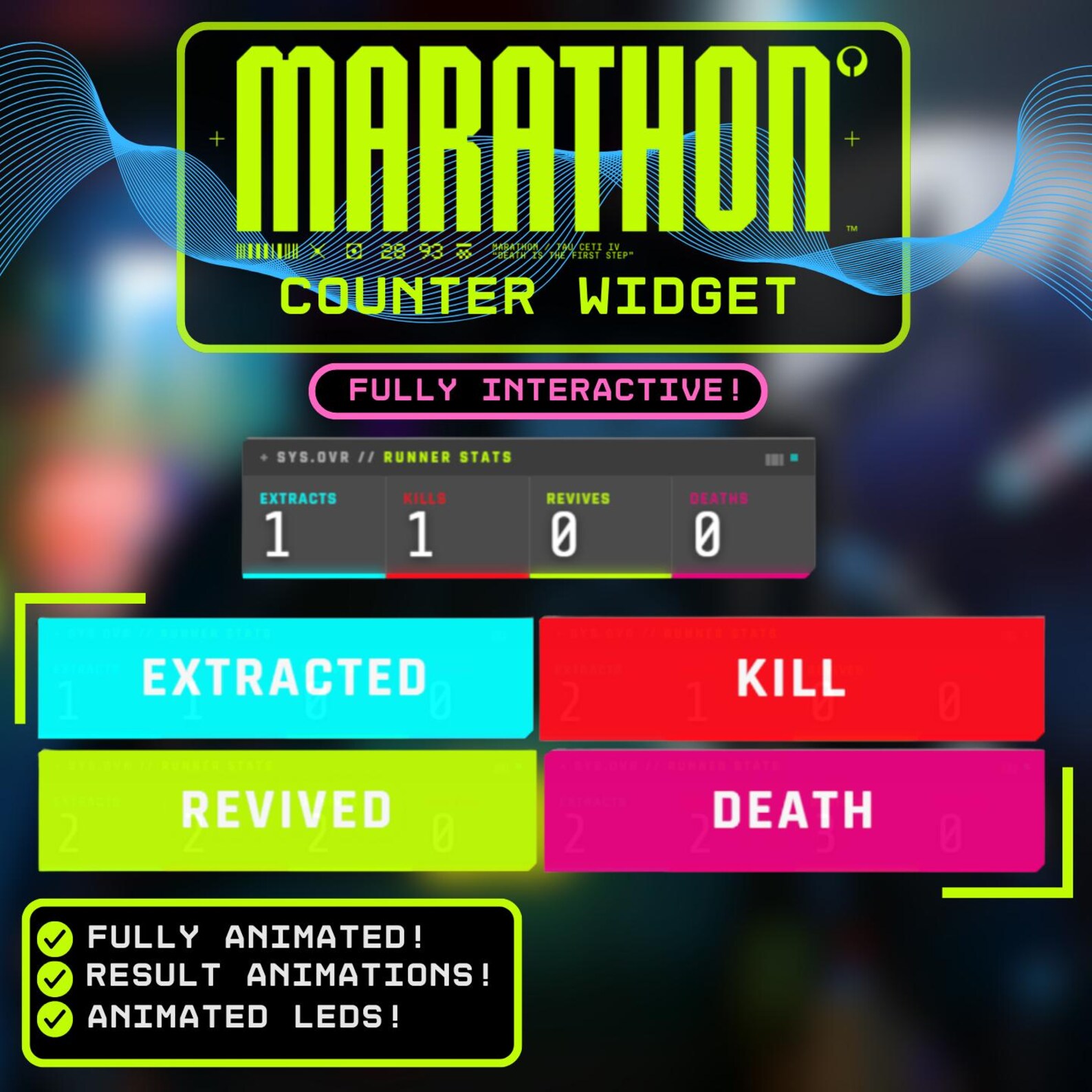 Marathon Game Stream Overlay | Animated Extraction & Kill Counter for ...