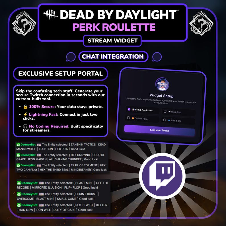 Random DBD Perk Roulette Widget | Animated Randomizer for Dead by Daylight | Twitch StreamElements OBS image 5