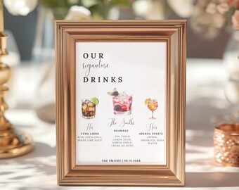 Signature Drink Sign, Signature Cocktail Sign, Modern Editable Drink Menu, Bar Menu Sign, Signature Drink Sign Template, Canva Template