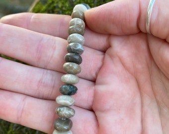 Petoskey Stone Beaded Bracelet, Michigan Gemstone, Fossil Coral