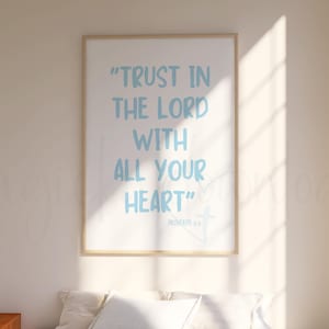 Blue Christian Wall Art, Proverbs Bible Verse Wall Art, Light Blue Wall Decor, Dorm Room Scripture Wall Art, Baby Blue Teen Room Print