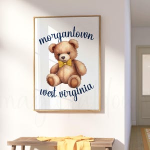 Morgantown Wall Art, West Virginia Dorm Room Printable Wall Art, Preppy Morgantown Print, Coquette Dorm Room Art, Cute Dorm Room Art