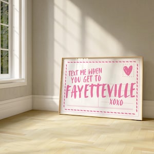 Art mural Arkansas, art mural imprimable rose du dortoir Fayetteville, impression Fayetteville, affiche rose du dortoir, art mural carte postale Arkansas