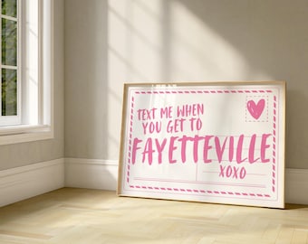 Arkansas Wall Art, Pink Fayetteville Dorm Room Printable Wall Art, Fayetteville Print, Pink Dorm Room Poster, Arkansas Postcard Wall Art