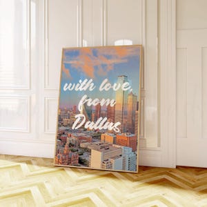 Dallas Wall Art, Retro Dallas Printable Wall Art, Dallas TX Skyline Print, Texas Dorm Room Print, Travel Wall Art