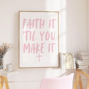 Pink Christian Printable Wall Art, Pink Bible Verse Dorm Room Print, Pink Scripture Wall Decor, Pink Christian Poster