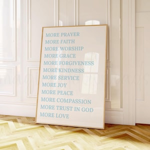 Blue Christian Wall Art, Bible Verse Teen Room Wall Art, Blue Wall Decor, Dorm Room Scripture Wall Art, More Jesus Print