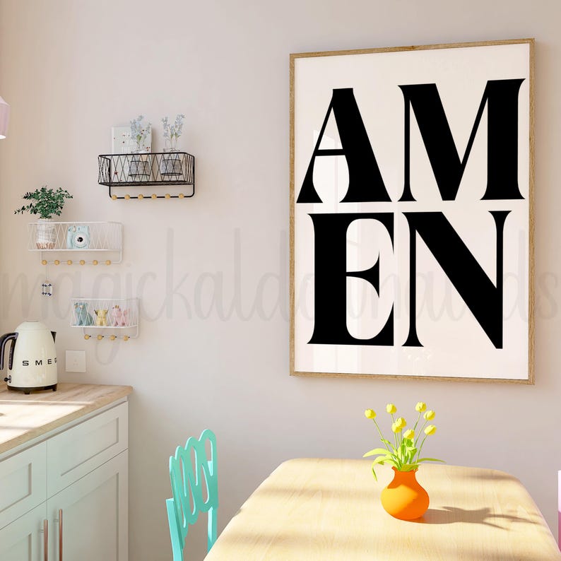 Black AMEN Christian Printable Wall Art, Bible Verse Dorm Room Print ...