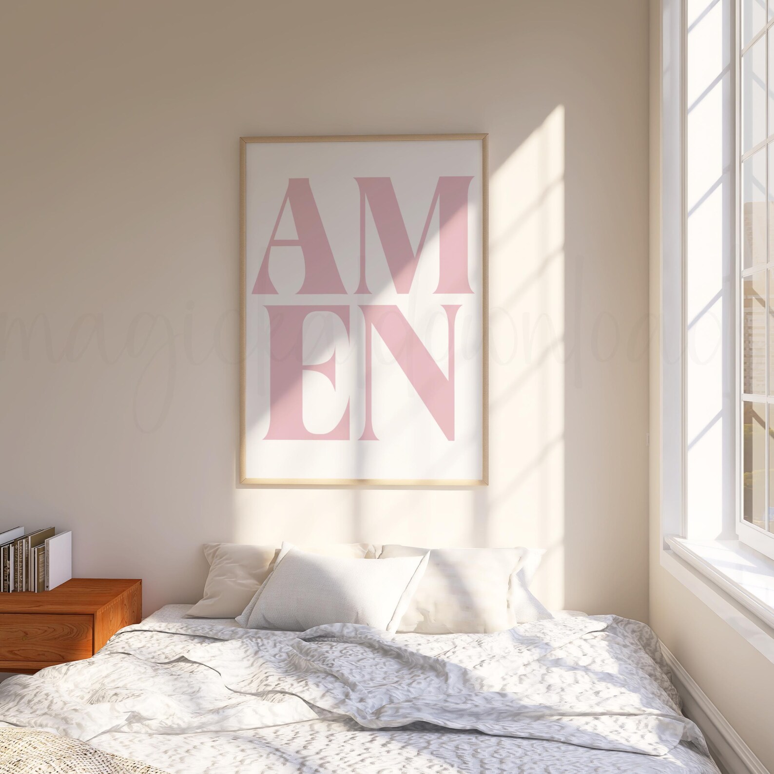 Dusty Rose Quad Scriptures AMEN Christian Wall Art, Bible Verse Dorm Room Wall Art, Dusty Pink ...