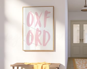 Pink Oxford Wall Art, Oxford Mississippi Dorm Room Printable Wall Art, Oxford Print, Preppy Dorm Room Poster, Preppy Pink Oxford MS Wall Art