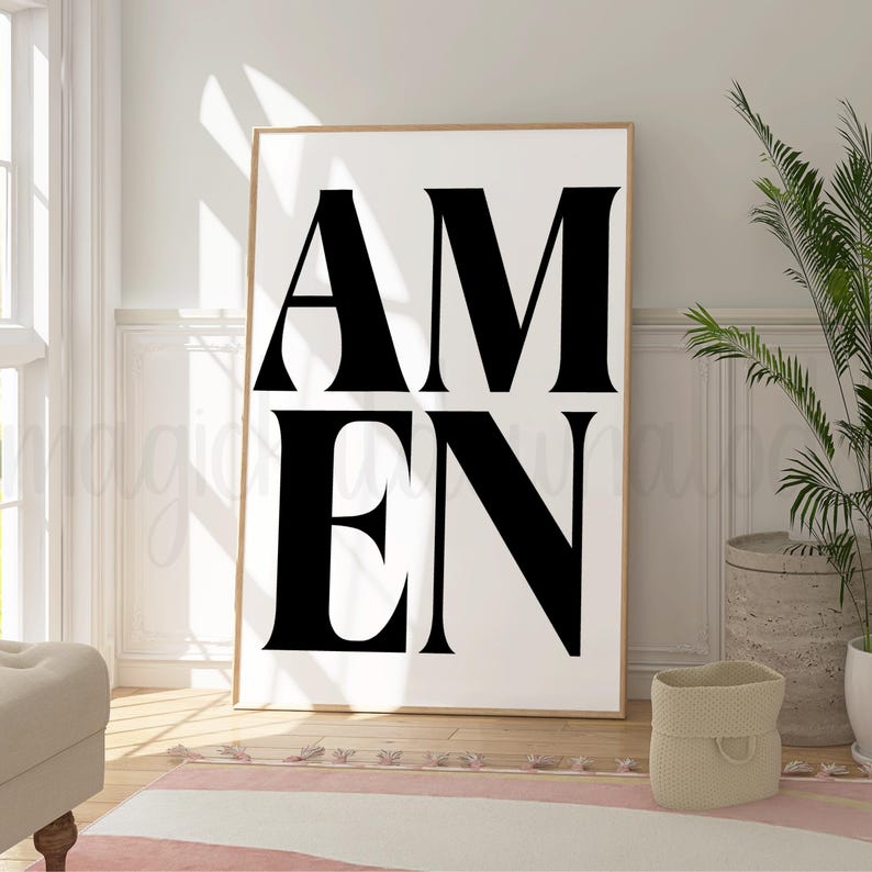 Black AMEN Christian Printable Wall Art, Bible Verse Dorm Room Print ...