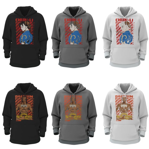 Street Fighter Graphic Hoodie - Black | Ryu, Ken, Bison, Sagat, Vega, Chun Li, Zangief, Dhalsim, Guile, Blanka