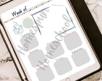 Weekly planner, homeschool planner, ---PRINTABLE