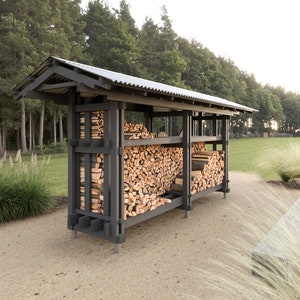 Firewood Shed DIY Build Plans PDF | 1 cord | 4 m3