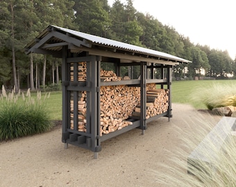 Firewood Shed DIY Build Plans PDF | 1 cord | 4 m3