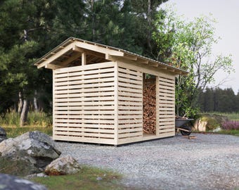 8X12 Nordic Firewood Shed DIY Build Plans PDF | 4 cord