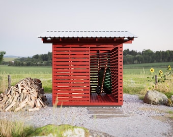 8X8 Nordic Firewood Shed DIY Build Plans PDF | 3 cord