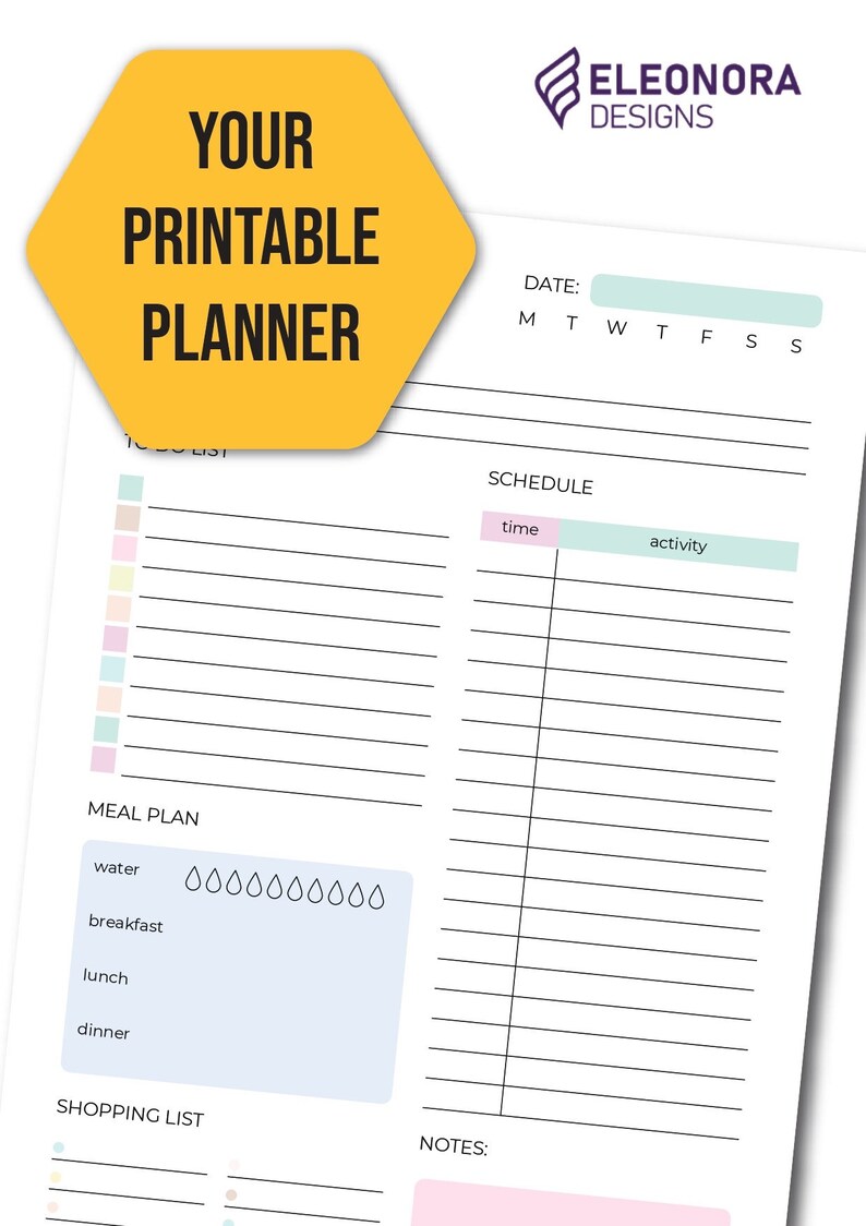 7 Day Planner Printable Daily Planner Weekly Planner Daily - Etsy