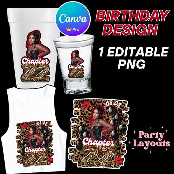 Cheetah Print Birthday PNG Template: Wild Party Design (Digital File, Canva Editable