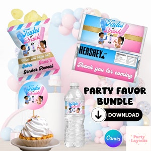 Paquete de recuerdos para fiesta de revelación de género "Desvanecimientos o trenzas" (Descarga digital)