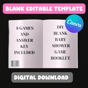 DIY Blank Customizable Editable Baby Shower Game Booklet