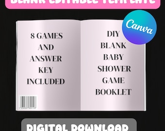 DIY Blank Customizable Editable Baby Shower Game Booklet