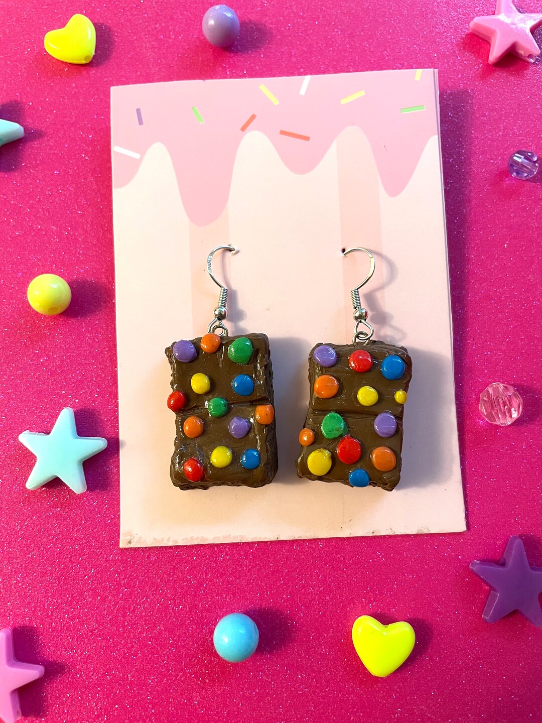 Chocolate Cosmic Brownie Earrings Polymer Clay Earrings Handmade Clay
