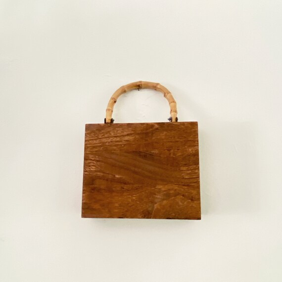 Wood Zebra Trinket Box Purse with Bamboo Handle - image 4