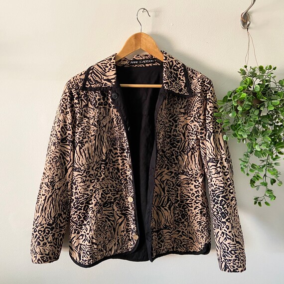 Animal Print Button Up Jacket Size M - image 2
