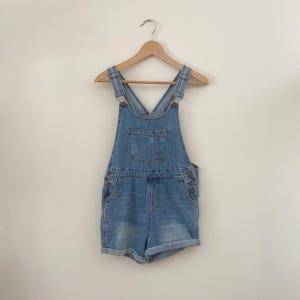 Medium Wash Denim Overall Shorts Women&#39;s S
