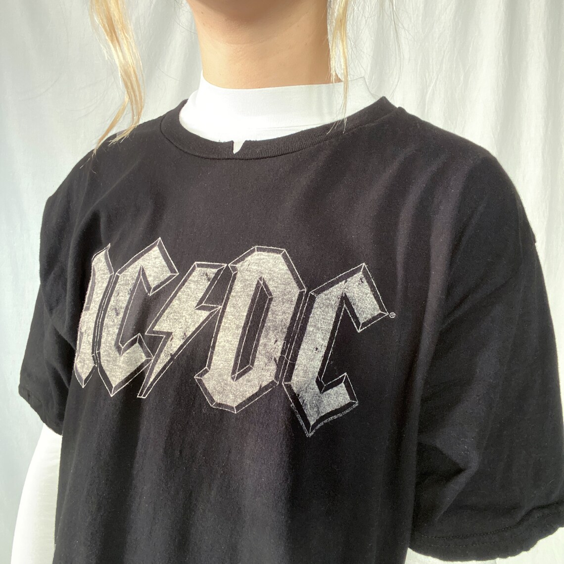 Black AC/DC Graphic Band Tee - Etsy