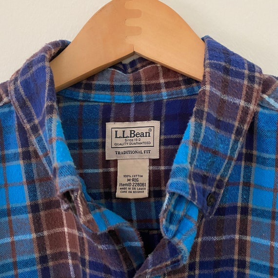 LL Bean Blue Plaid Flannel Shirt - image 3