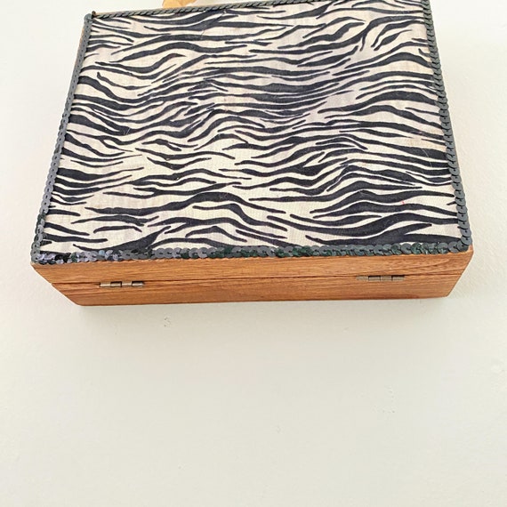 Wood Zebra Trinket Box Purse with Bamboo Handle - image 7