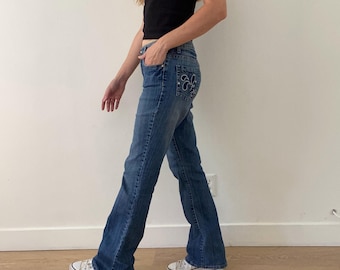 Y2K Low Rise Embroidered Pockets Jeans Women's M