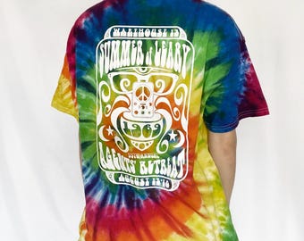 Camiseta unisex con estampado tie-dye de arcoíris (talla L)