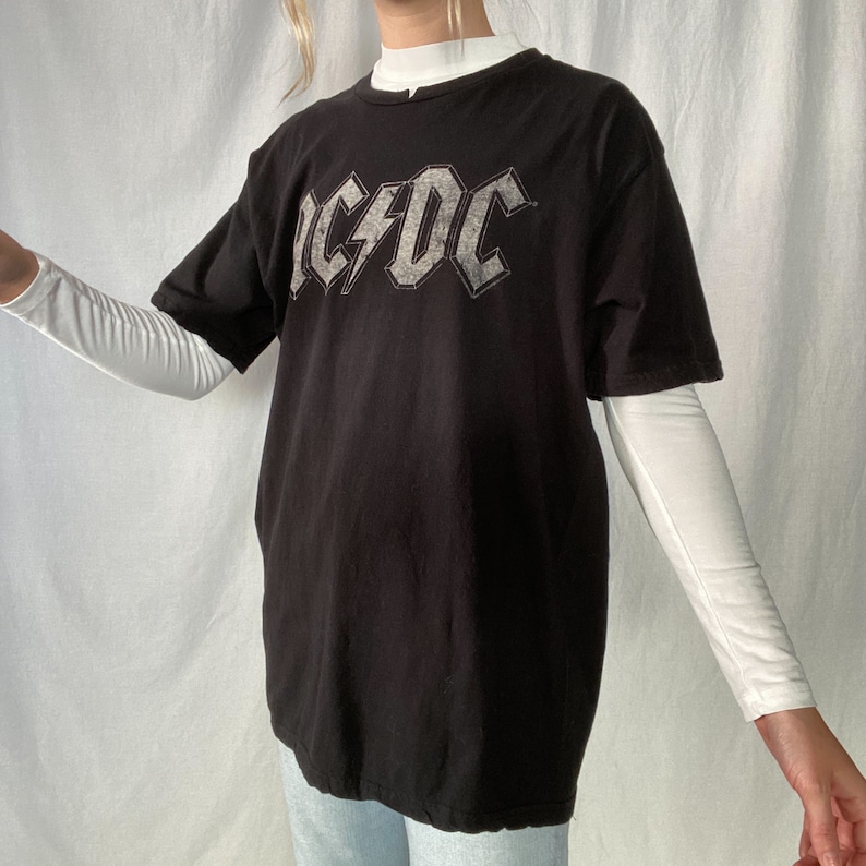 Black AC/DC Graphic Band Tee - Etsy
